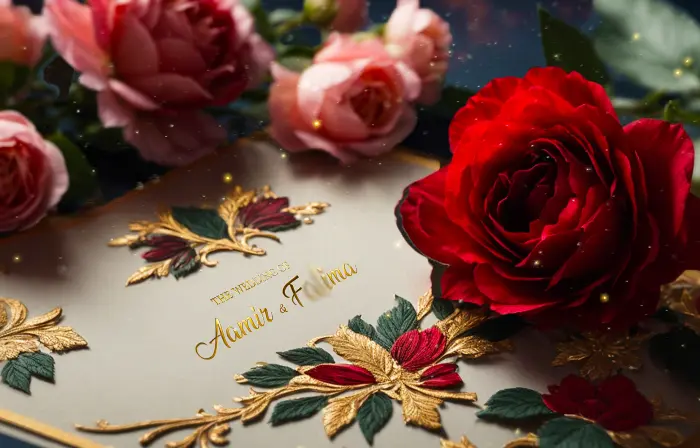 Floral Muslim Wedding Invitation Card 3D Slideshow